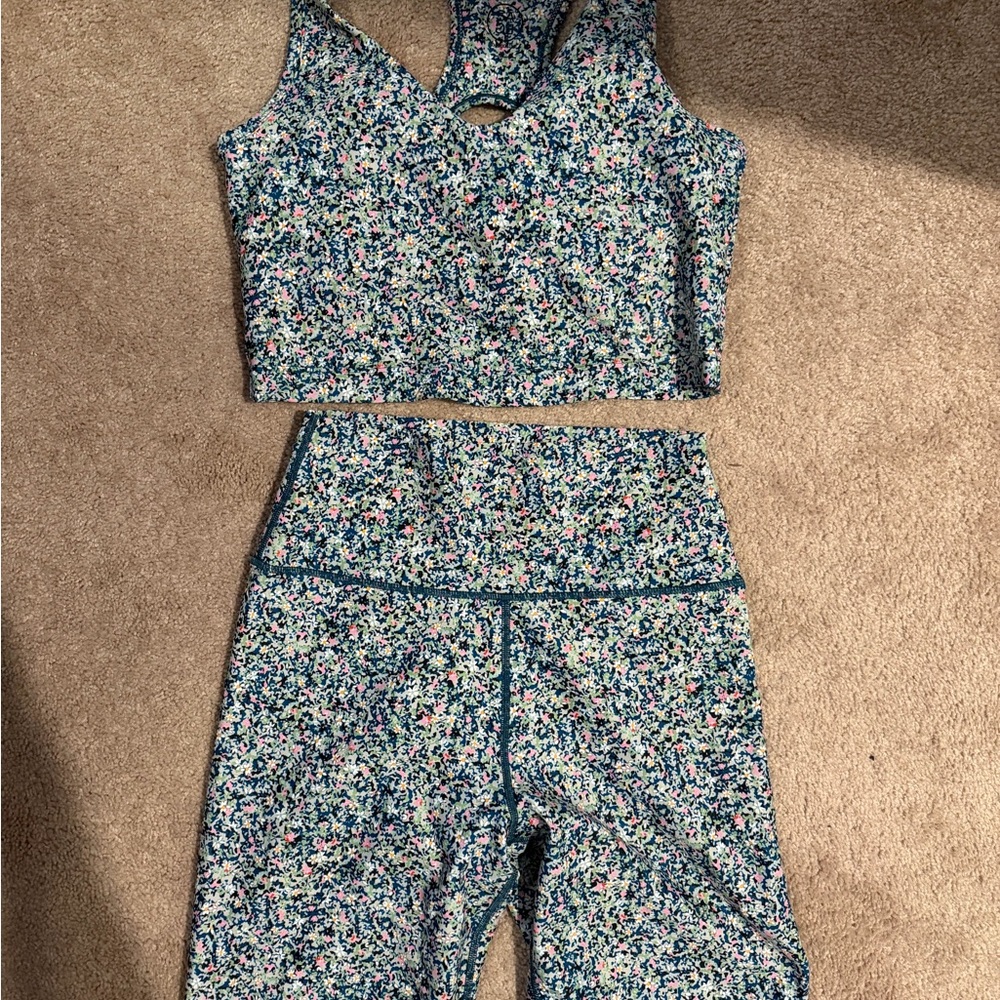Floral Print Sports Bra and short Set
